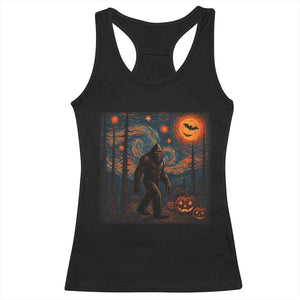 Bigfoot Starry Night Racerback Tank Top Funny Halloween Van Gogh Sasquatch Lovers TS10 Black Print Your Wear