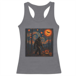 Bigfoot Starry Night Racerback Tank Top Funny Halloween Van Gogh Sasquatch Lovers - Print Your Wear