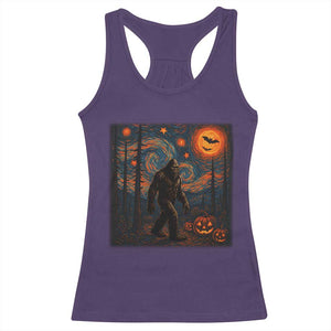 Bigfoot Starry Night Racerback Tank Top Funny Halloween Van Gogh Sasquatch Lovers - Print Your Wear