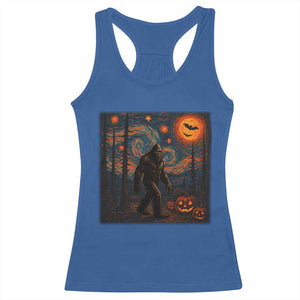 Bigfoot Starry Night Racerback Tank Top Funny Halloween Van Gogh Sasquatch Lovers - Print Your Wear