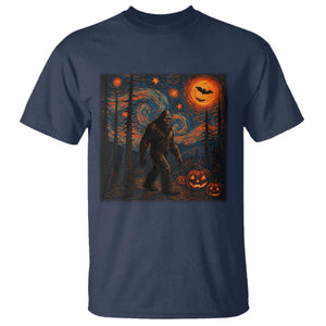 Bigfoot Starry Night T Shirt Funny Halloween Van Gogh Sasquatch Lovers TS10 Navy Print Your Wear