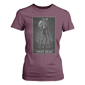 Siren Head T Shirt For Women Tarot Card Horror American Cryptid TS10 Maroon Print Your Wear