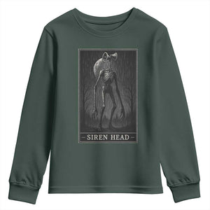 Siren Head Youth Sweatshirt Tarot Card Horror American Cryptid TS10 Dark Forest Green Print Your Wear