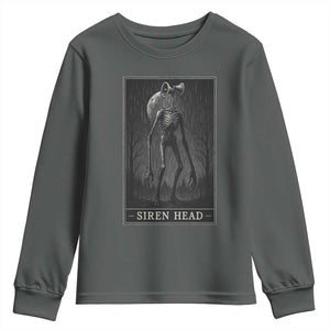 Siren Head Youth Sweatshirt Tarot Card Horror American Cryptid TS10 Dark Heather Print Your Wear