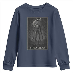 Siren Head Youth Sweatshirt Tarot Card Horror American Cryptid TS10 Navy Print Your Wear