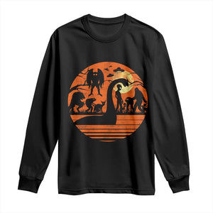Cryptid Monsters Long Sleeve Shirt Bigfoot Loch Ness Monster Mothman Aliens Weirdcore Folk Horror TS10 Black Print Your Wear