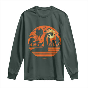 Cryptid Monsters Long Sleeve Shirt Bigfoot Loch Ness Monster Mothman Aliens Weirdcore Folk Horror TS10 Dark Forest Green Print Your Wear