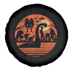 Cryptid Monsters Spare Tire Cover Bigfoot Loch Ness Monster Mothman Aliens Weirdcore Folk Horror TS10 Print Your Wear