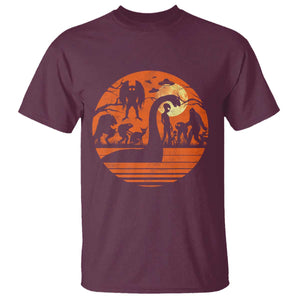 Cryptid Monsters T Shirt Bigfoot Loch Ness Monster Mothman Aliens Weirdcore Folk Horror TS10 Maroon Print Your Wear