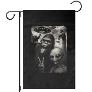 Bigfoot Alien Loch Ness Monster Garden Flag Funny Cryptid UFO Selfie Sasquatch Rock On TS10 Black Print Your Wear