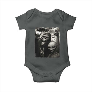 Bigfoot Alien Loch Ness Monster Baby Onesie Funny Cryptid UFO Selfie Sasquatch Rock On TS10 Dark Heather Print Your Wear