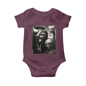Bigfoot Alien Loch Ness Monster Baby Onesie Funny Cryptid UFO Selfie Sasquatch Rock On TS10 Maroon Print Your Wear