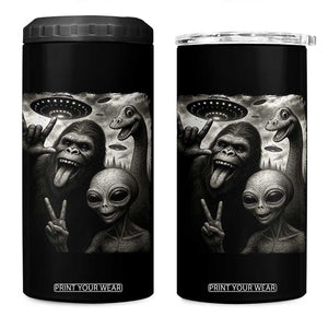 Bigfoot Alien Loch Ness Monster 4 in 1 Can Cooler Tumbler Funny Cryptid UFO Selfie Sasquatch Rock On TS10 One Size: 16 oz Black Print Your Wear
