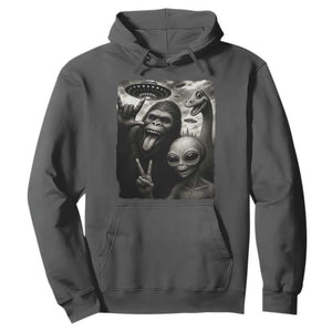 Bigfoot Alien Loch Ness Monster Hoodie Funny Cryptid UFO Selfie Sasquatch Rock On TS10 Dark Heather Print Your Wear