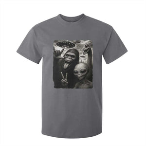 Bigfoot Alien Loch Ness Monster T Shirt For Kid Funny Cryptid UFO Selfie Sasquatch Rock On TS10 Charcoal Print Your Wear