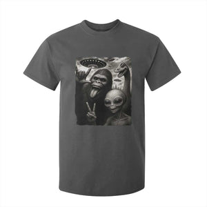 Bigfoot Alien Loch Ness Monster T Shirt For Kid Funny Cryptid UFO Selfie Sasquatch Rock On TS10 Dark Heather Print Your Wear