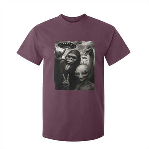 Bigfoot Alien Loch Ness Monster T Shirt For Kid Funny Cryptid UFO Selfie Sasquatch Rock On TS10 Maroon Print Your Wear