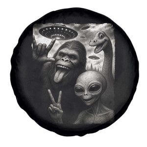 Bigfoot Alien Loch Ness Monster Spare Tire Cover Funny Cryptid UFO Selfie Sasquatch Rock On TS10 Print Your Wear