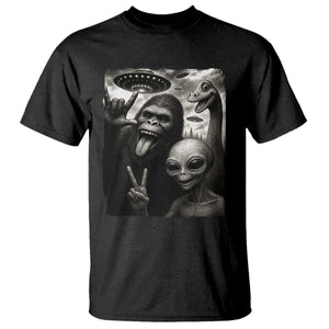 Bigfoot Alien Loch Ness Monster T Shirt Funny Cryptid UFO Selfie Sasquatch Rock On TS10 Black Print Your Wear