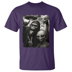 Bigfoot Alien Loch Ness Monster T Shirt Funny Cryptid UFO Selfie Sasquatch Rock On TS10 Purple Print Your Wear