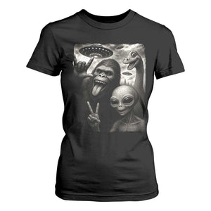 Bigfoot Alien Loch Ness Monster T Shirt For Women Funny Cryptid UFO Selfie Sasquatch Rock On TS10 Black Print Your Wear
