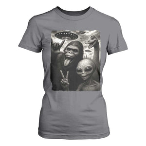 Bigfoot Alien Loch Ness Monster T Shirt For Women Funny Cryptid UFO Selfie Sasquatch Rock On TS10 Charcoal Print Your Wear