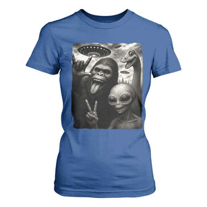 Bigfoot Alien Loch Ness Monster T Shirt For Women Funny Cryptid UFO Selfie Sasquatch Rock On TS10 Royal Blue Print Your Wear