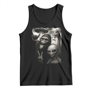Bigfoot Alien Loch Ness Monster Tank Top Funny Cryptid UFO Selfie Sasquatch Rock On TS10 Black Print Your Wear