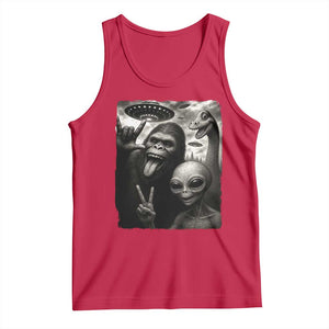 Bigfoot Alien Loch Ness Monster Tank Top Funny Cryptid UFO Selfie Sasquatch Rock On TS10 Red Print Your Wear