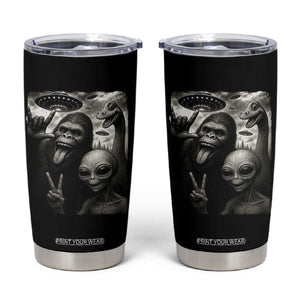 Bigfoot Alien Loch Ness Monster Tumbler Cup Funny Cryptid UFO Selfie Sasquatch Rock On TS10 Black Print Your Wear