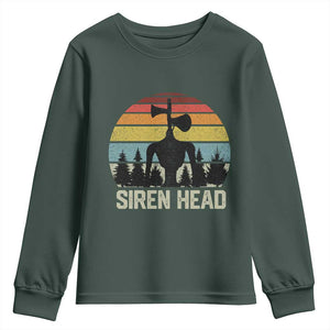 Siren Head Youth Sweatshirt Retro American Cryptid TS10 Dark Forest Green Print Your Wear