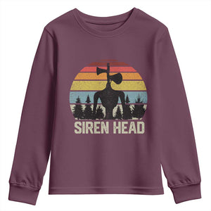 Siren Head Youth Sweatshirt Retro American Cryptid TS10 Maroon Print Your Wear