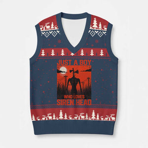 Siren Head V-Neck Knit Sweater Vest American Cryptid Lovers Boy TS10 Navy Red Print Your Wear