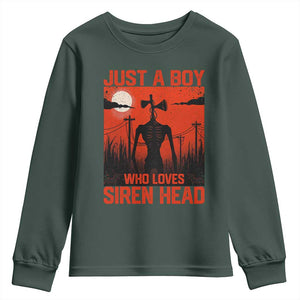 Siren Head Youth Sweatshirt American Cryptid Lovers Boy TS10 Dark Forest Green Print Your Wear