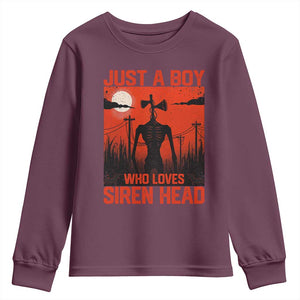 Siren Head Youth Sweatshirt American Cryptid Lovers Boy TS10 Maroon Print Your Wear