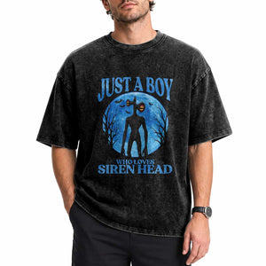 Siren Head Washed Cotton T-Shirt Supernatural American Cryptid Boys