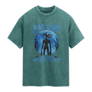 Siren Head Washed Cotton T-Shirt Supernatural American Cryptid Boys