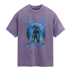 Siren Head Washed Cotton T-Shirt Supernatural American Cryptid Boys