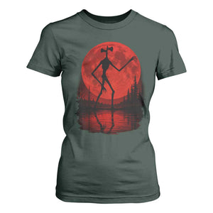 Siren Head T Shirt For Women Supernatural American Cryptid Full Blood Moon Halloween TS10 Dark Forest Green Print Your Wear