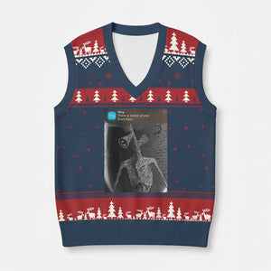 Funny Siren Head V-Neck Knit Sweater Vest Ring with Motion Meme TS10 Navy Red Print Your Wear