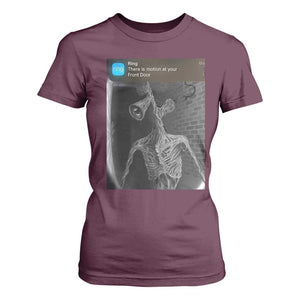 Funny Siren Head T Shirt For Women Ring with Motion Meme TS10 Maroon Print Your Wear