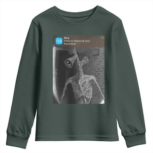 Funny Siren Head Youth Sweatshirt Ring with Motion Meme TS10 Dark Forest Green Print Your Wear