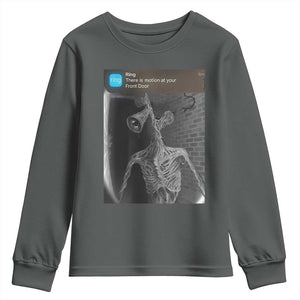 Funny Siren Head Youth Sweatshirt Ring with Motion Meme TS10 Dark Heather Print Your Wear