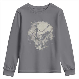 Siren Head Youth Sweatshirt Retro Vintage American Cryptid Mountain Trees TS10 Charcoal Print Your Wear