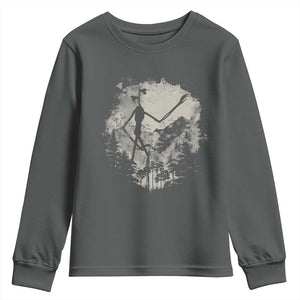 Siren Head Youth Sweatshirt Retro Vintage American Cryptid Mountain Trees TS10 Dark Heather Print Your Wear