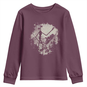 Siren Head Youth Sweatshirt Retro Vintage American Cryptid Mountain Trees TS10 Maroon Print Your Wear