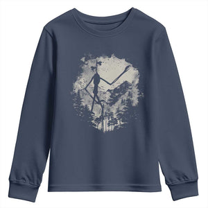 Siren Head Youth Sweatshirt Retro Vintage American Cryptid Mountain Trees TS10 Navy Print Your Wear