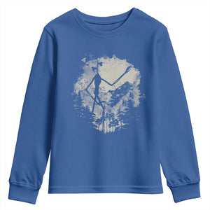 Siren Head Youth Sweatshirt Retro Vintage American Cryptid Mountain Trees TS10 Royal Blue Print Your Wear