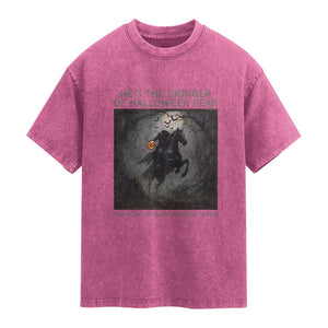 Headless Horseman Washed Cotton T-Shirt Vintage Gothic Scary Costume Halloween October Festive