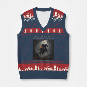 Headless Horseman V-Neck Knit Sweater Vest Vintage Gothic Scary Costume Halloween October Festive TS10 Navy Red Print Your Wear